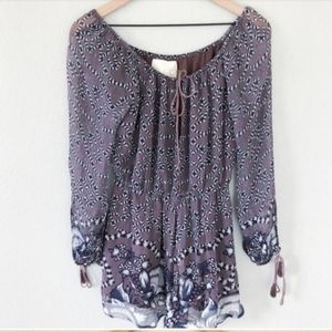 The Jetset Diaries Mauve &Grey Boho Romper